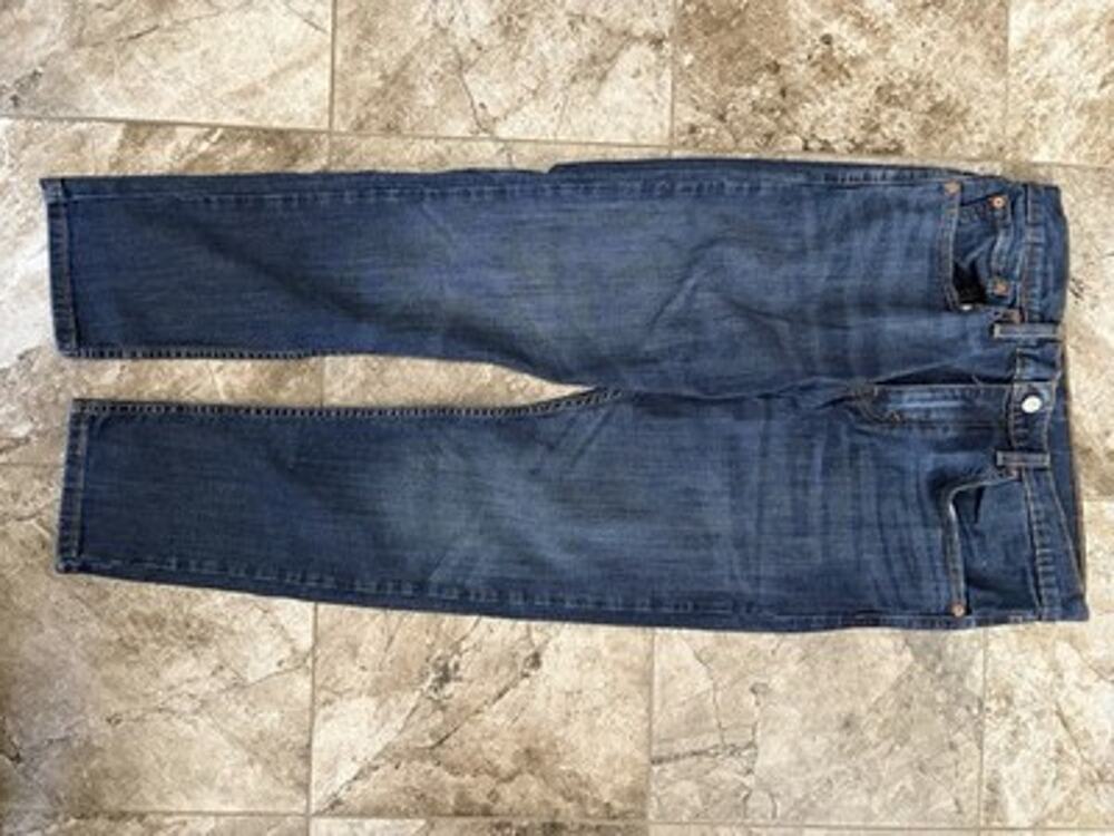 Levi's 500 Series 512 Slim Tapered Dark Wash Blue Denim Button Fly Jeans (0214)